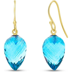 QP Jewellers Blue Topaz Briolette Drop Earrings 22.5 ctw in 9ct Gold