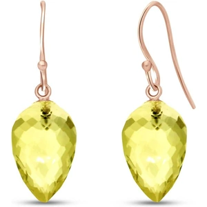 QP Jewellers Lemon Quartz Briolette Drop Earrings 18 ctw in 9ct Rose Gold