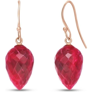 QP Jewellers Ruby Briolette Drop Earrings 26.1 ctw in 9ct Rose Gold