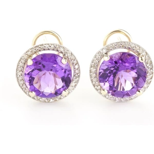 QP Jewellers Amethyst French Clip Halo Earrings 12.4 ctw in 9ct Gold