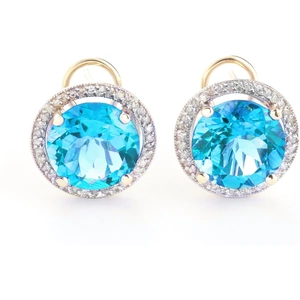 QP Jewellers Blue Topaz French Clip Halo Earrings 16 ctw in 9ct Gold