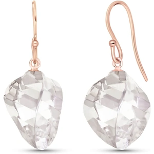QP Jewellers White Topaz Spiral Briolette Drop Earrings 25.6 ctw in 9ct Rose Gold
