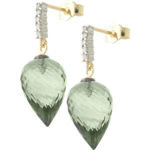 QP Jewellers Green Amethyst Stud Earrings 19.15 ctw in 9ct Gold