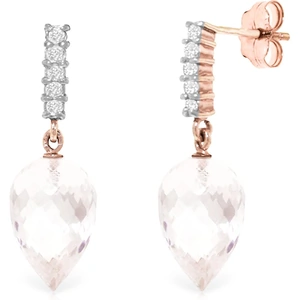 QP Jewellers White Topaz Stud Earrings 24.65 ctw in 9ct Rose Gold
