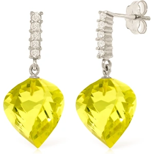 QP Jewellers Lemon Quartz Stud Earrings 21.65 ctw in 9ct White Gold