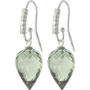 QP Jewellers Green Amethyst Drop Earrings 19.19 ctw in 9ct White Gold