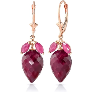 QP Jewellers Ruby Briolette Drop Earrings 27.1 ctw in 9ct Rose Gold