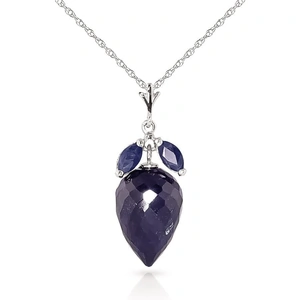 QP Jewellers Sapphire Briolette Pendant Necklace 13.4 ctw in 9ct White Gold