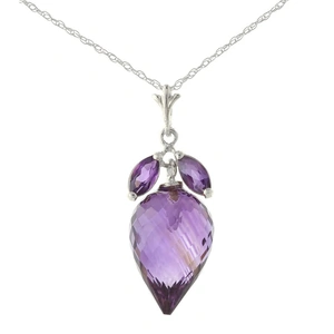 QP Jewellers Amethyst Briolette Pendant Necklace 10 ctw in 9ct White Gold