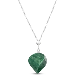 QP Jewellers Emerald Briolette Pendant Necklace 15.25 ct in 9ct White Gold