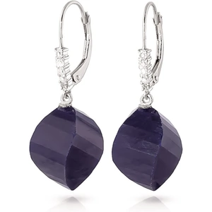 QP Jewellers Sapphire Drop Earrings 30.65 ctw in 9ct White Gold