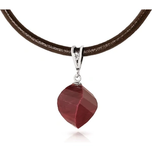 QP Jewellers Ruby Leather Pendant Necklace 15.26 ctw in 9ct White Gold