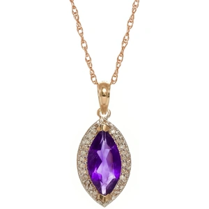 QP Jewellers Amethyst Halo Pendant Necklace 1.8 ctw in 9ct Rose Gold