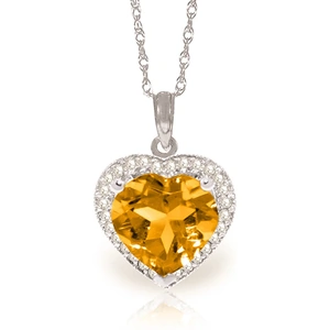 QP Jewellers Citrine Halo Pendant Necklace 3.24 ctw in 9ct White Gold