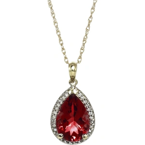 QP Jewellers Garnet Halo Pendant Necklace 4.06 ctw in 9ct Gold