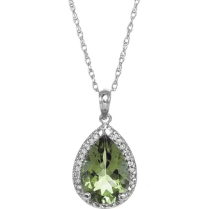 QP Jewellers Green Amethyst Halo Pendant Necklace 3.36 ctw in 9ct White Gold