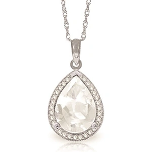 QP Jewellers White Topaz Halo Pendant Necklace 5.61 ctw in 9ct White Gold