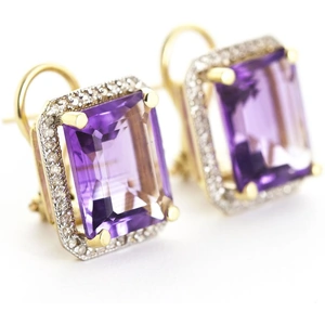 QP Jewellers Amethyst French Clip Halo Earrings 11.6 ctw in 9ct Gold