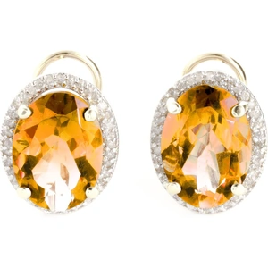 QP Jewellers Citrine French Clip Halo Earrings 9.76 ctw in 9ct Gold