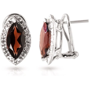 QP Jewellers Garnet French Clip Halo Earrings 4.3 ctw in 9ct White Gold