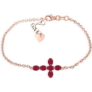 QP Jewellers Ruby Adjustable Cross Bracelet 1.7 ctw in 9ct Rose Gold