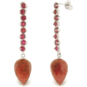 QP Jewellers Ruby Briolette Drop Earrings 29.2 ctw in 9ct White Gold