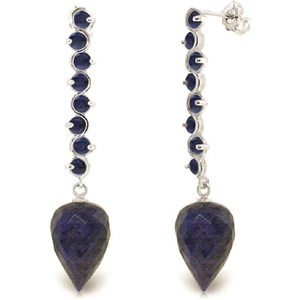 QP Jewellers Sapphire Briolette Drop Earrings 29.2 ctw in 9ct White Gold