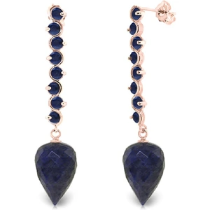 QP Jewellers Sapphire Briolette Drop Earrings 29.2 ctw in 9ct Rose Gold