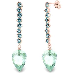 QP Jewellers Blue Topaz Briolette Drop Earrings 25.6 ctw in 9ct Rose Gold
