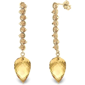 QP Jewellers Citrine Briolette Drop Earrings 22.1 ctw in 9ct Gold