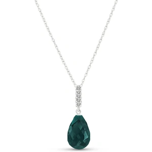QP Jewellers Briolette Cut Emerald Pendant Necklace 8.88 ctw in 9ct White Gold