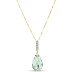 QP Jewellers Briolette Cut Green Amethyst Pendant Necklace 5.38 ctw in 9ct Gold