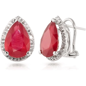 QP Jewellers Ruby French Clip Halo Earrings 11.02 ctw in 9ct White Gold