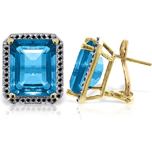 QP Jewellers Blue Topaz Stud French Clip Halo Earrings 15.6 ctw in 9ct Gold
