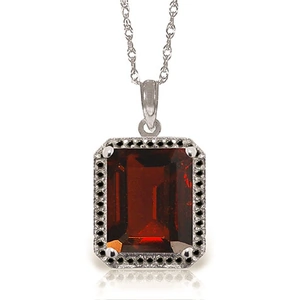 QP Jewellers Garnet Halo Pendant Necklace 7.7 ctw in 9ct White Gold