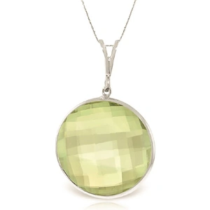 QP Jewellers Round Cut Green Amethyst Pendant Necklace 18 ct in 9ct White Gold