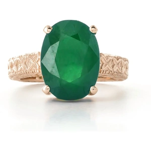 QP Jewellers Oval Cut Emerald Ring 6.5 ct in 9ct Rose Gold