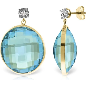 QP Jewellers Blue Topaz Stud Earrings 46.06 ctw in 9ct Gold
