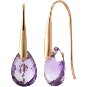 QP Jewellers Amethyst Briolette Drop Earrings 6 ctw in 9ct Rose Gold