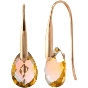 QP Jewellers Citrine Briolette Drop Earrings 6 ctw in 9ct Rose Gold