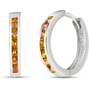 QP Jewellers Citrine Huggie Earrings 1.2 ctw in 9ct White Gold
