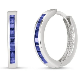 QP Jewellers Sapphire Huggie Earrings 1.85 ctw in 9ct White Gold