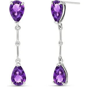 QP Jewellers Amethyst Drop Earrings 6.01 ctw in 9ct White Gold