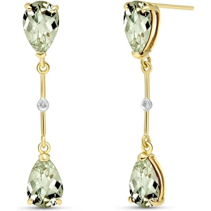 QP Jewellers Green Amethyst Drop Earrings 6.01 ctw in 9ct Gold
