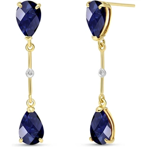 QP Jewellers Sapphire Drop Earrings 7.01 ctw in 9ct Gold
