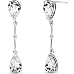 QP Jewellers White Topaz Drop Earrings 6.01 ctw in 9ct White Gold