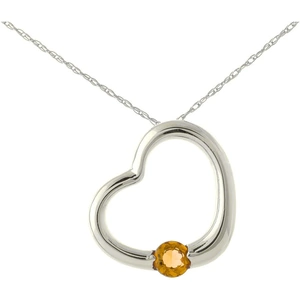 QP Jewellers Citrine Heart Pendant Necklace 0.25 ct in 9ct White Gold