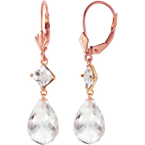 QP Jewellers White Topaz Drop Earrings 11 ctw in 9ct Rose Gold