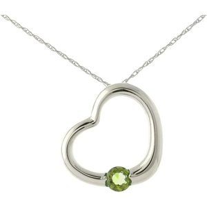 QP Jewellers Peridot Heart Pendant Necklace 0.25 ct in 9ct White Gold