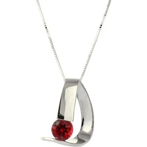 QP Jewellers Garnet Arc Pendant Necklace 1 ct in 9ct White Gold